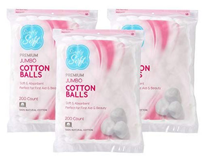 Simply Soft Premium Jumbo Cotton Balls, 200 count