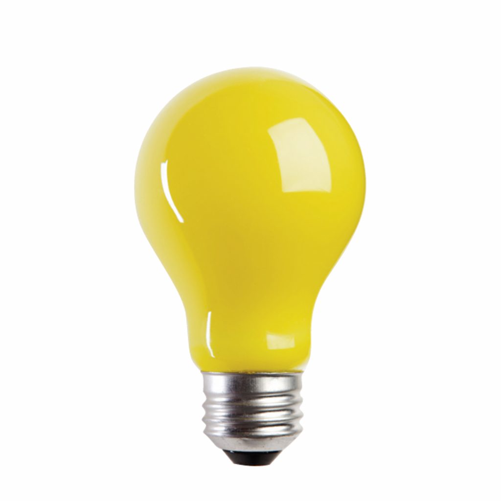 GE 7W A19 A-Shape Outdoor Bug Light Bulb, Yellow