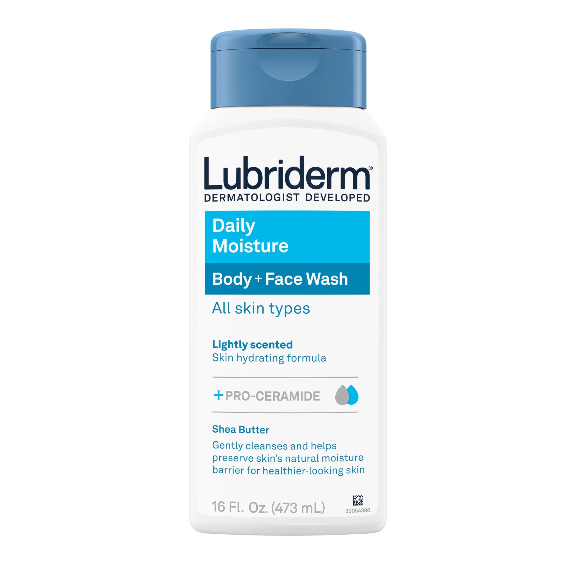 Lubriderm Daily Moisture Body+ Face Wash 16oz All Skin Types