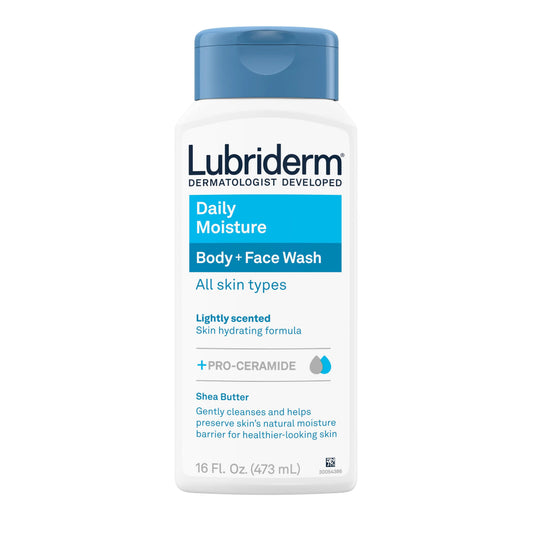 Lubriderm Daily Moisture Body+ Face Wash 16oz All Skin Types