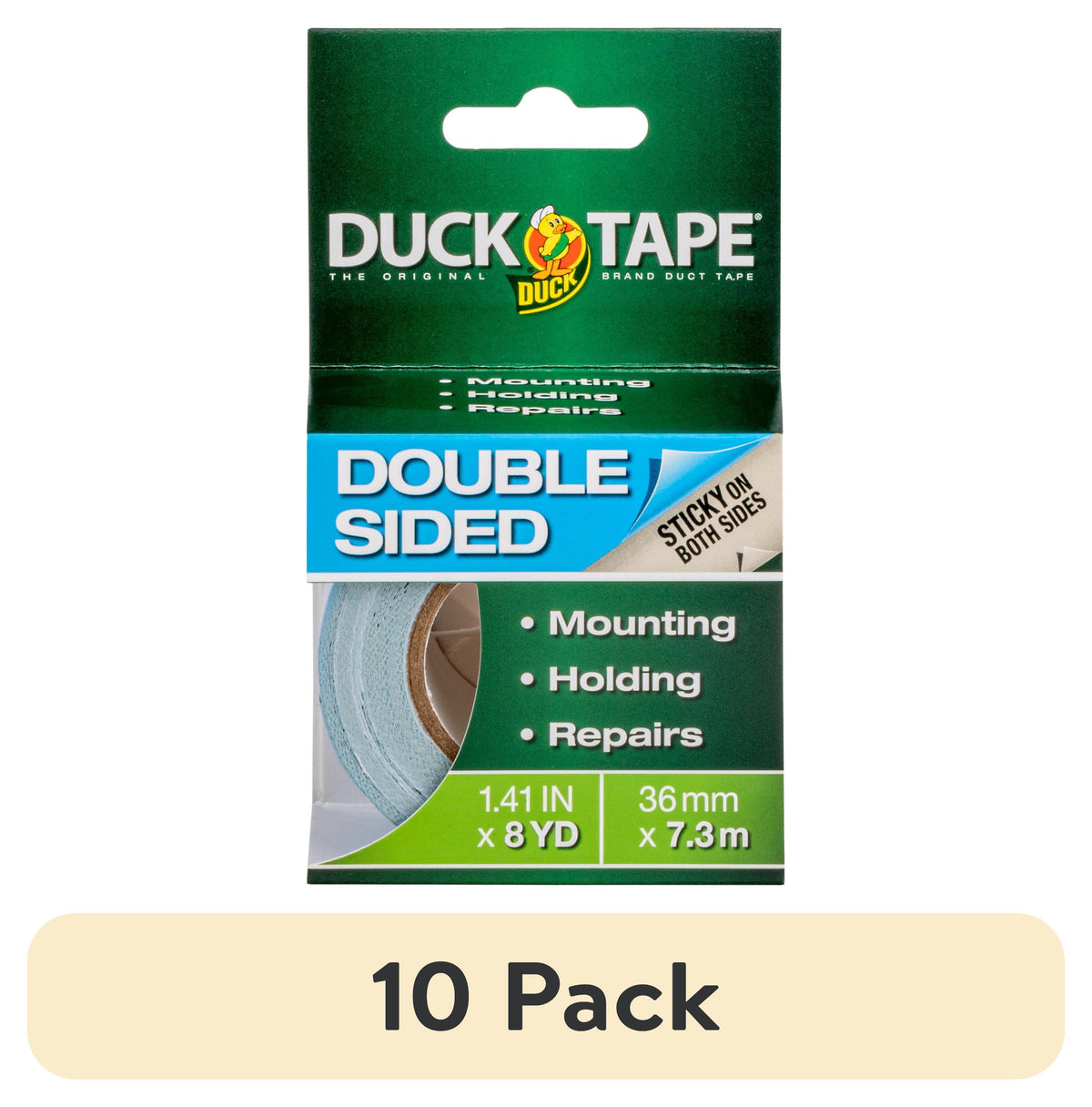 DUCK Double-Sided Duct Tape - White, 1.41" x 8 yds