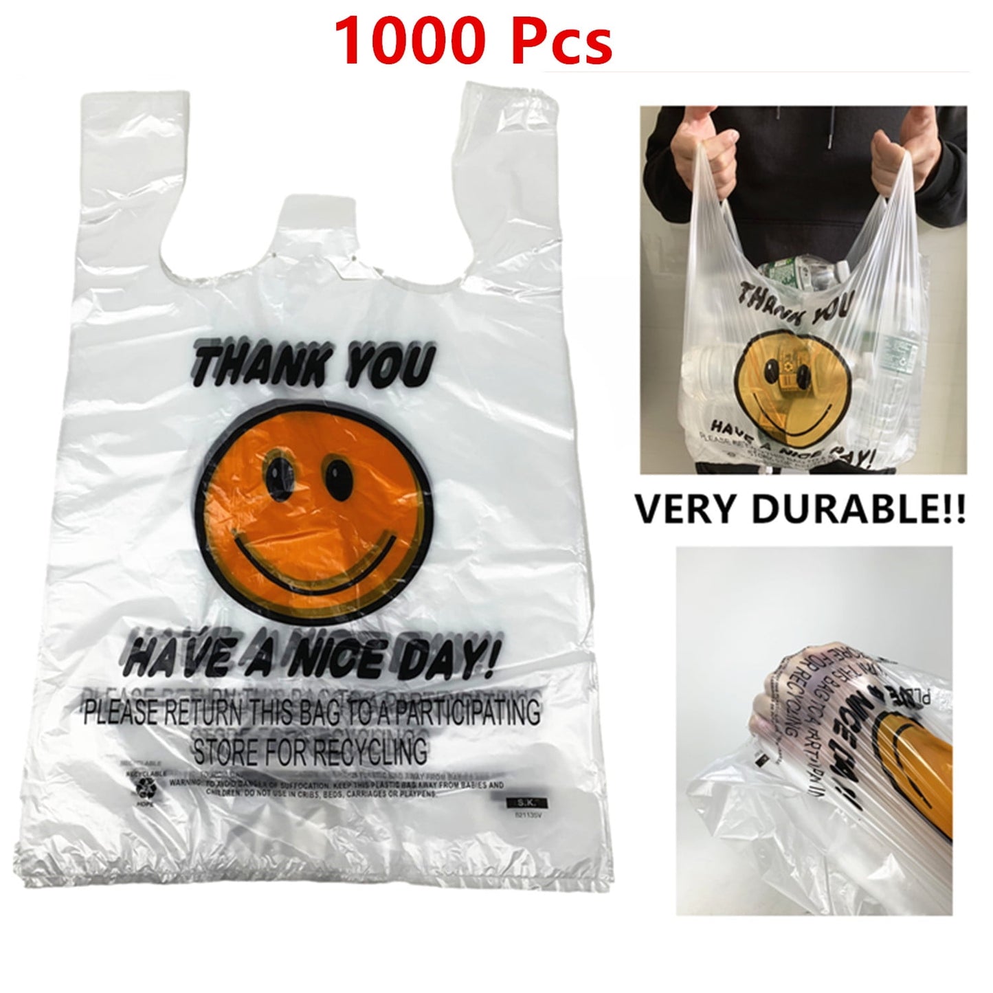 BAG PLASTIC T-SHIRT THANK YOU 1000CT ACT