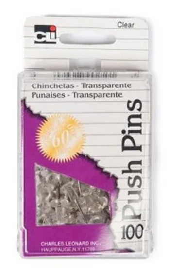 CLi Push Pins - Clear, 55 count