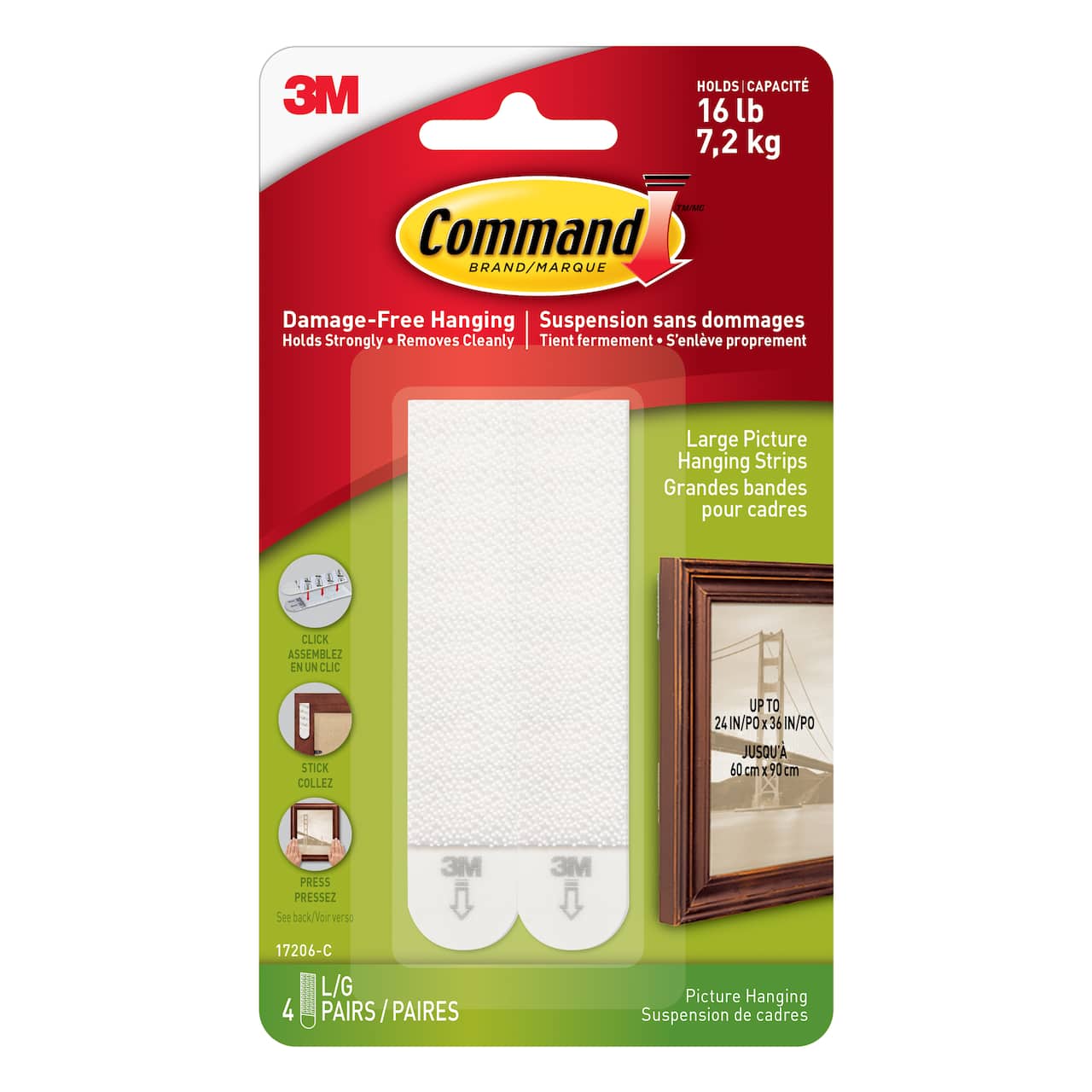 Command Black Picture Hanging Strips - Large, 4 pairs