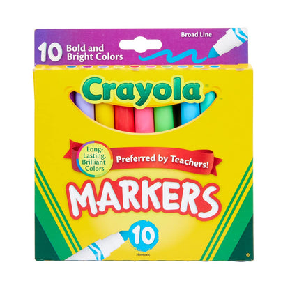 Crayola Broad Line Markers - Bold & Bright Colors, 10 count