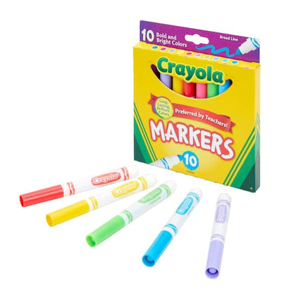 Crayola Broad Line Markers - Bold & Bright Colors, 10 count