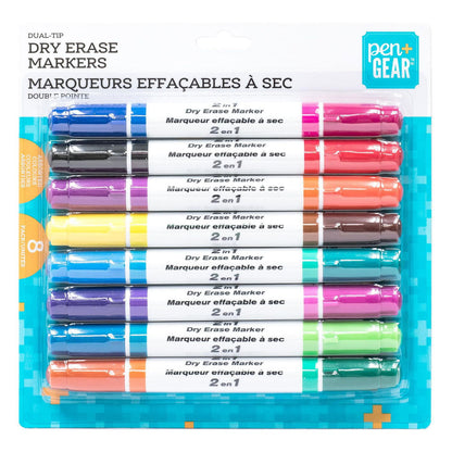 DBL-ENDED DRY ERASE PENS, 10PC