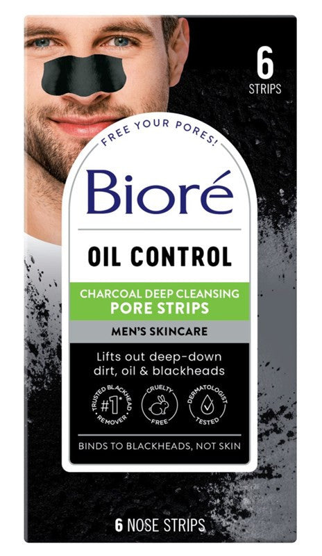 Biore Mens Charcoal Nose Strip 6 Count