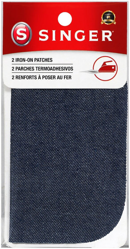 SINGER Iron-On Denim Patches, 5 inch x 5 inch, Set of 2