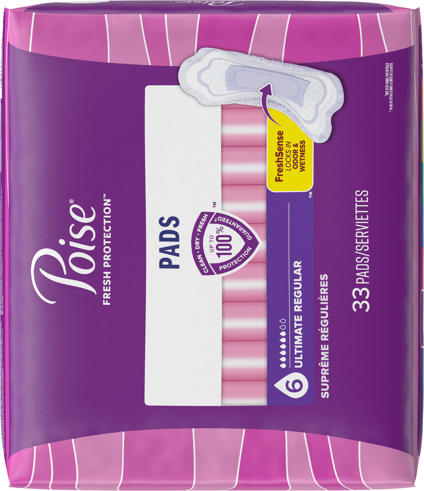 POISE FRESH PROT MCRLNR REG PAD 6X54 DS