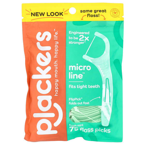 Plackers Micro Line Floss Picks Fresh Mint 75 Count