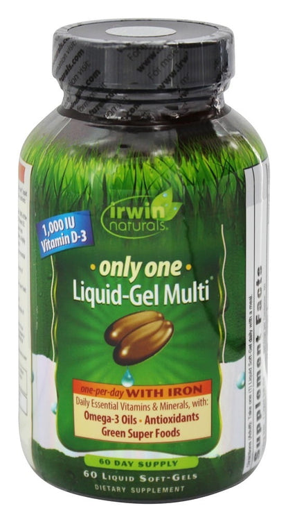 IRWIN NATURALS LIQ GEL,ONLY ONE,W/ IRON