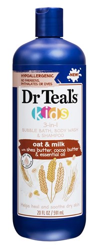 Dr Teals Kids 3-In-1 Shampoo/ Bath/Body Wash Oat + Milk 20oz