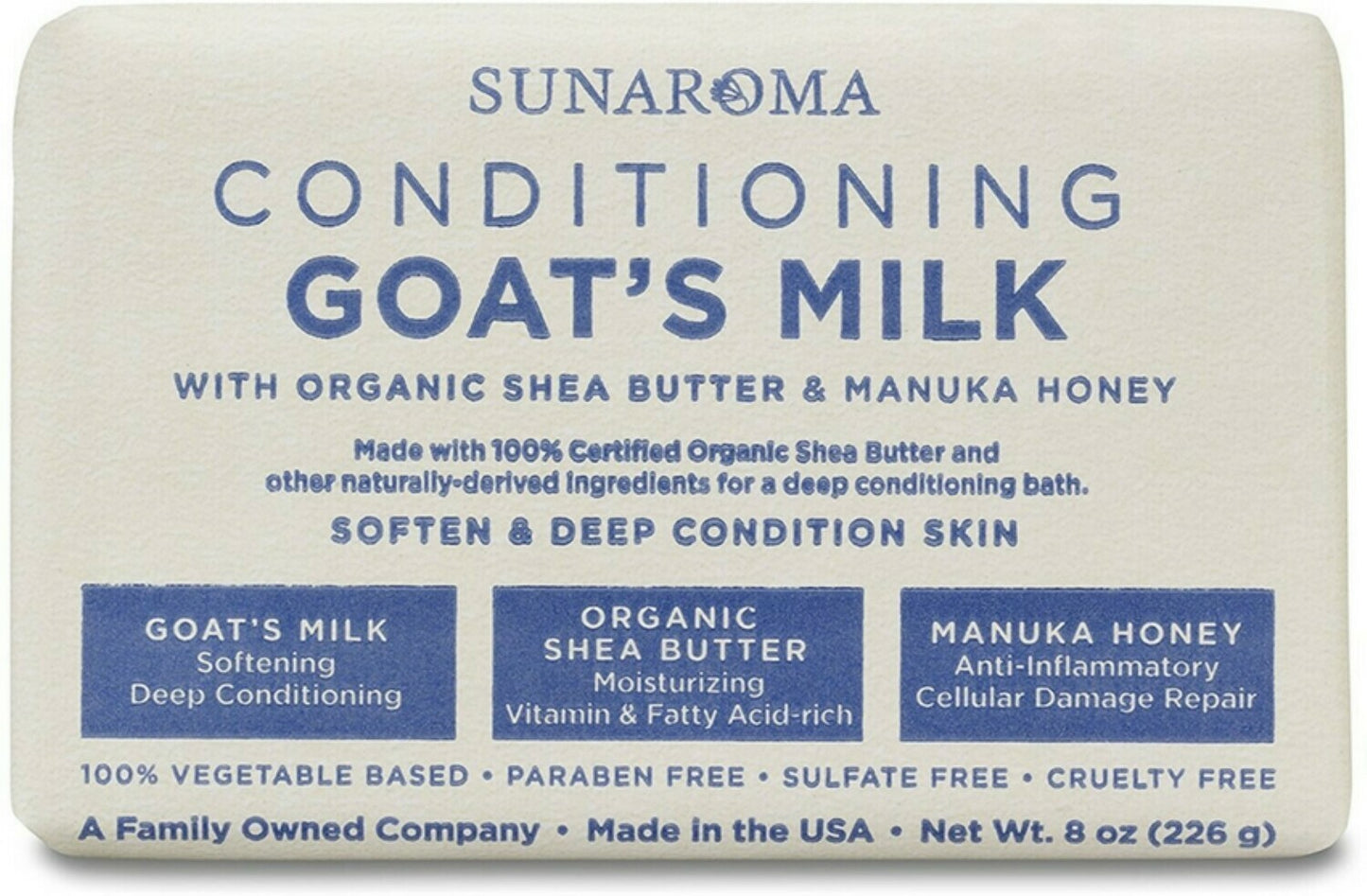 Sunaroma Soap Bar Goats Milk Shea Butter + Honey 8oz