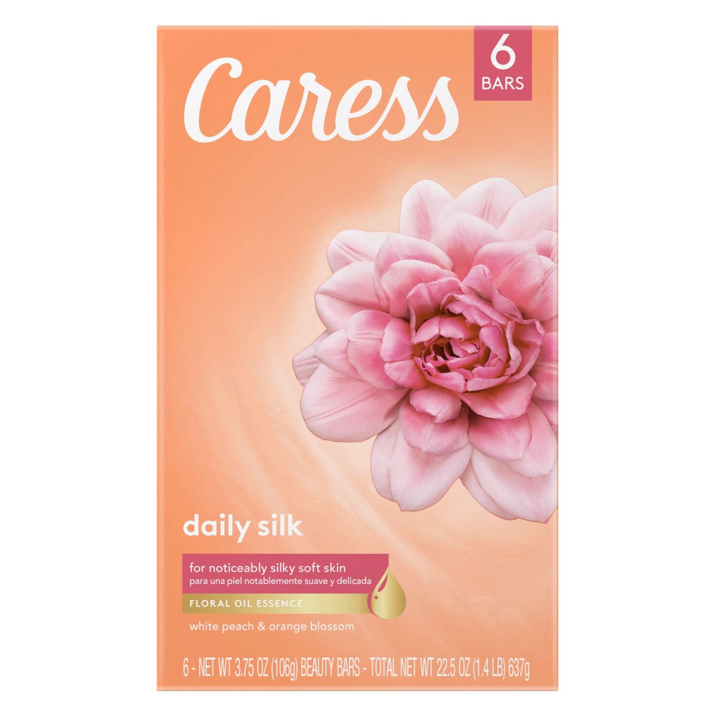 Caress Bar Soap Daily Silk Moisturizing 6 Count 3.75oz