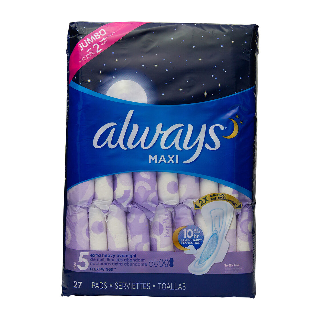 Always Pads Size 5 Maxi 27 Count Extra Heavy Overnight