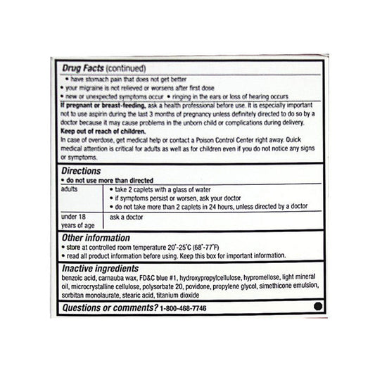 EXCEDRIN MIGRAINE TB 100 CPLT