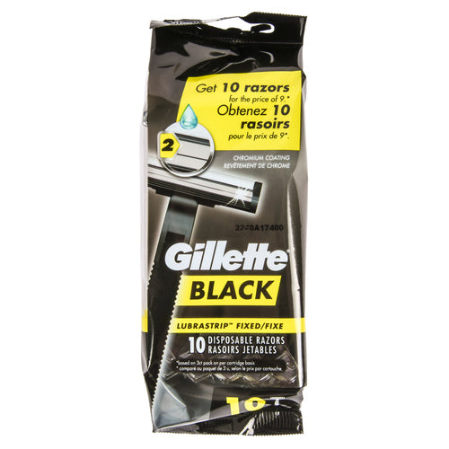 Gillette Mens Black Razor Disposable 10 Count