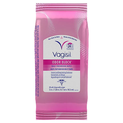 Vagisil Daily Freshening Wipes Odor Block 20 Count (3in)