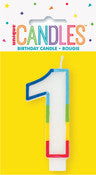 Unique Vibrant Rainbow Border Birthday Candle - Number 1