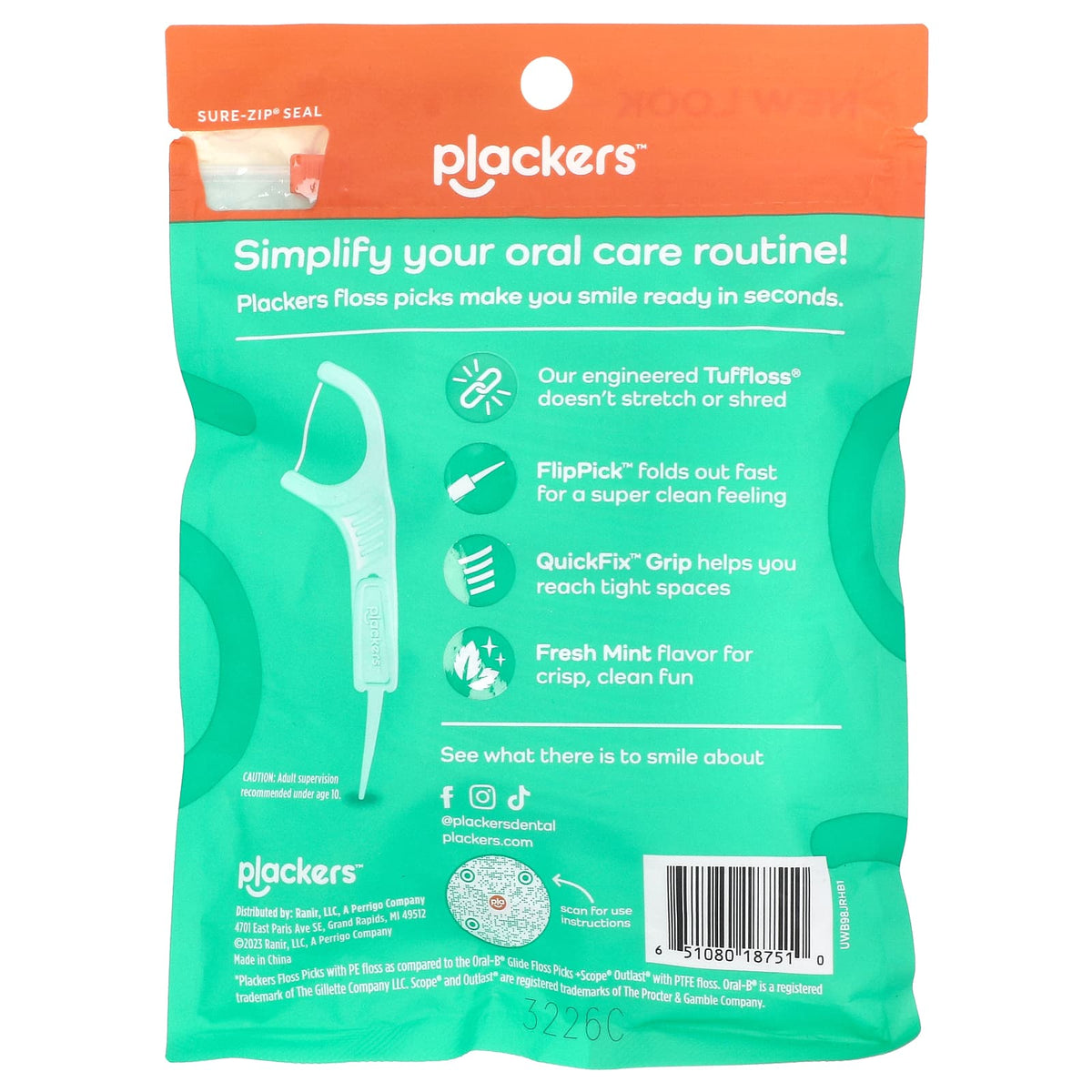 Plackers Micro Line Floss Picks Fresh Mint 75 Count