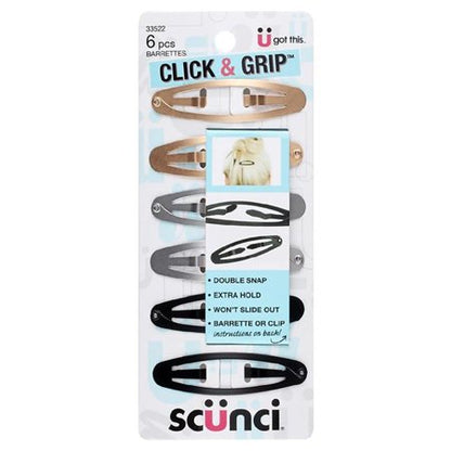 Conair 7405758 Scunci Double Snap Clips, 6.0 ct