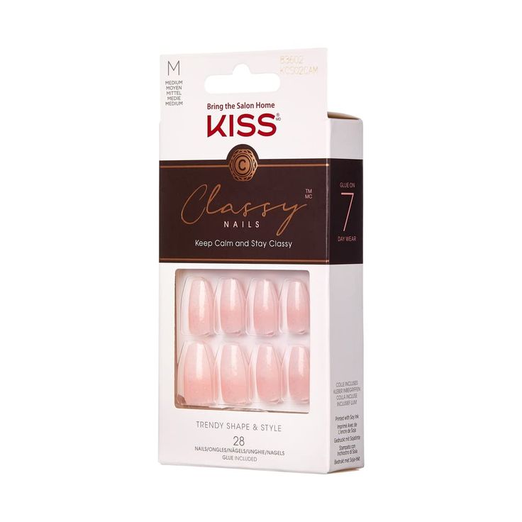 Kiss Classy Nails 28 Count Medium Length Pink