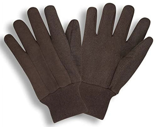 AWP Dotted Brown Jersey Work Gloves, Large