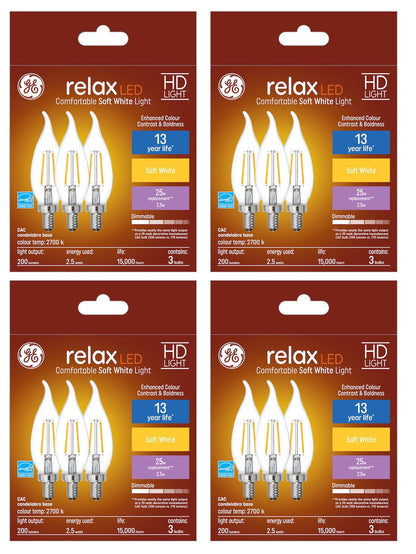 GE 3.5W LED Clear Dimmable CAC Decorative Light Bulbs (2-Pack)