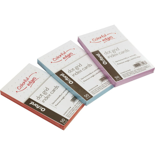 Oxford® Dot Grid Index Cards, 3" x 5", 50 Per Pack