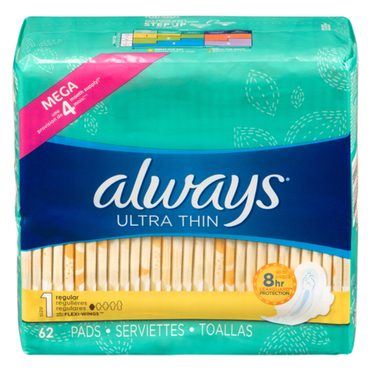 Always Pads Size 1 Ultra Thin 46 Count Regular