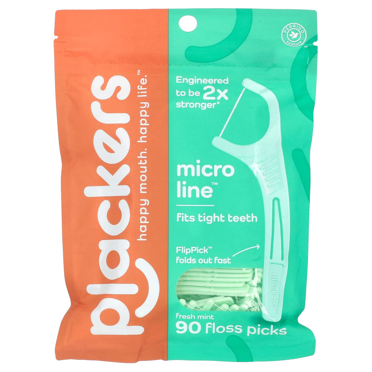 Plackers Micro Line Floss Picks Fresh Mint 90 Count
