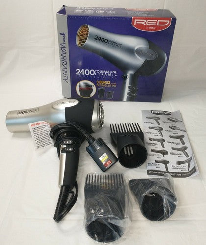Kiss Red Dryer 2400 Tourmaline 3 Attachments (Tourm Ceramic)