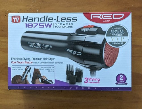 Kiss Red Dryer 1875 Watt 2000 Ceramic Detangler W/3 Piks