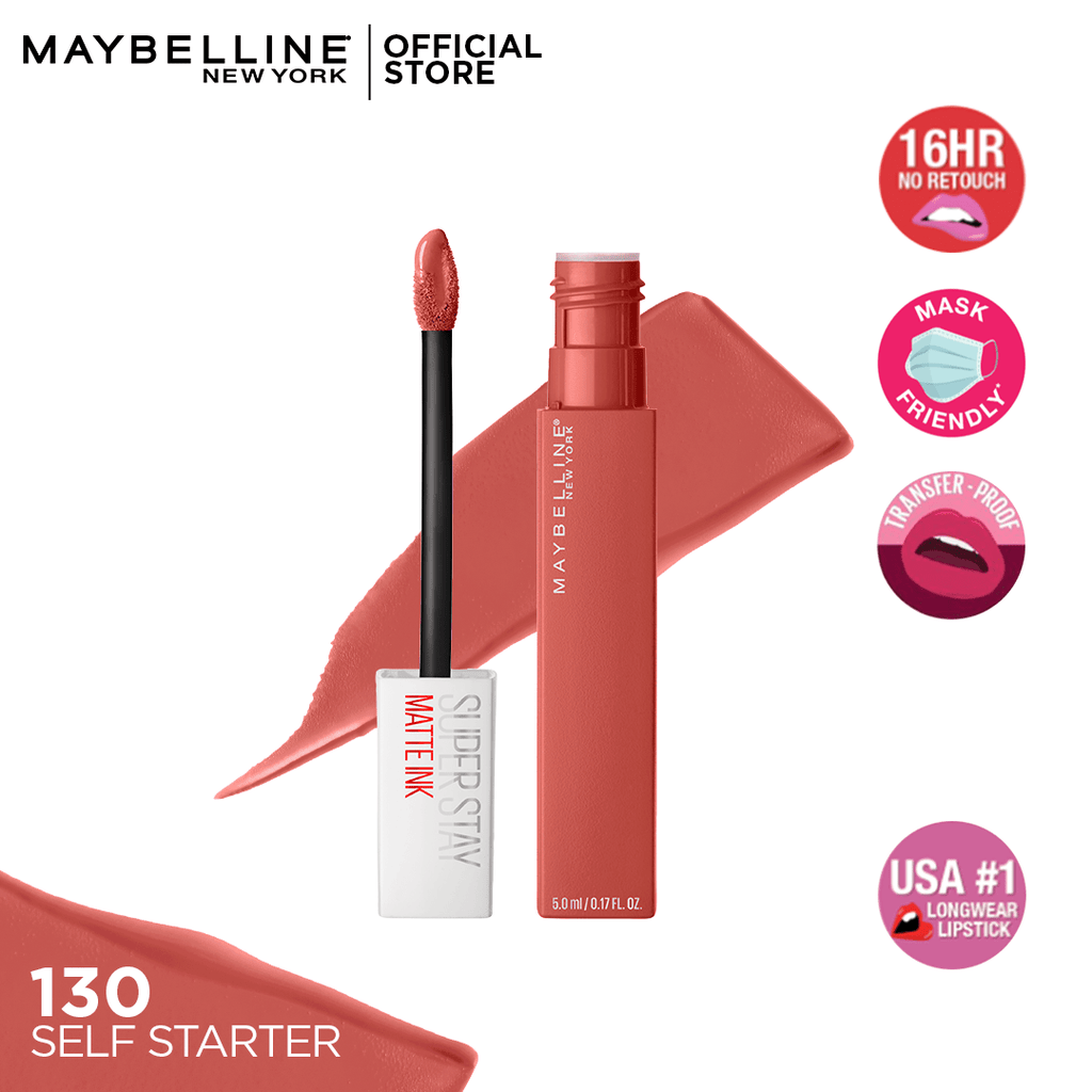 MAYBELLINE New York Super Stay Matte Ink Liquid Lipstick, 130 Self-Starter, 0.17 oz