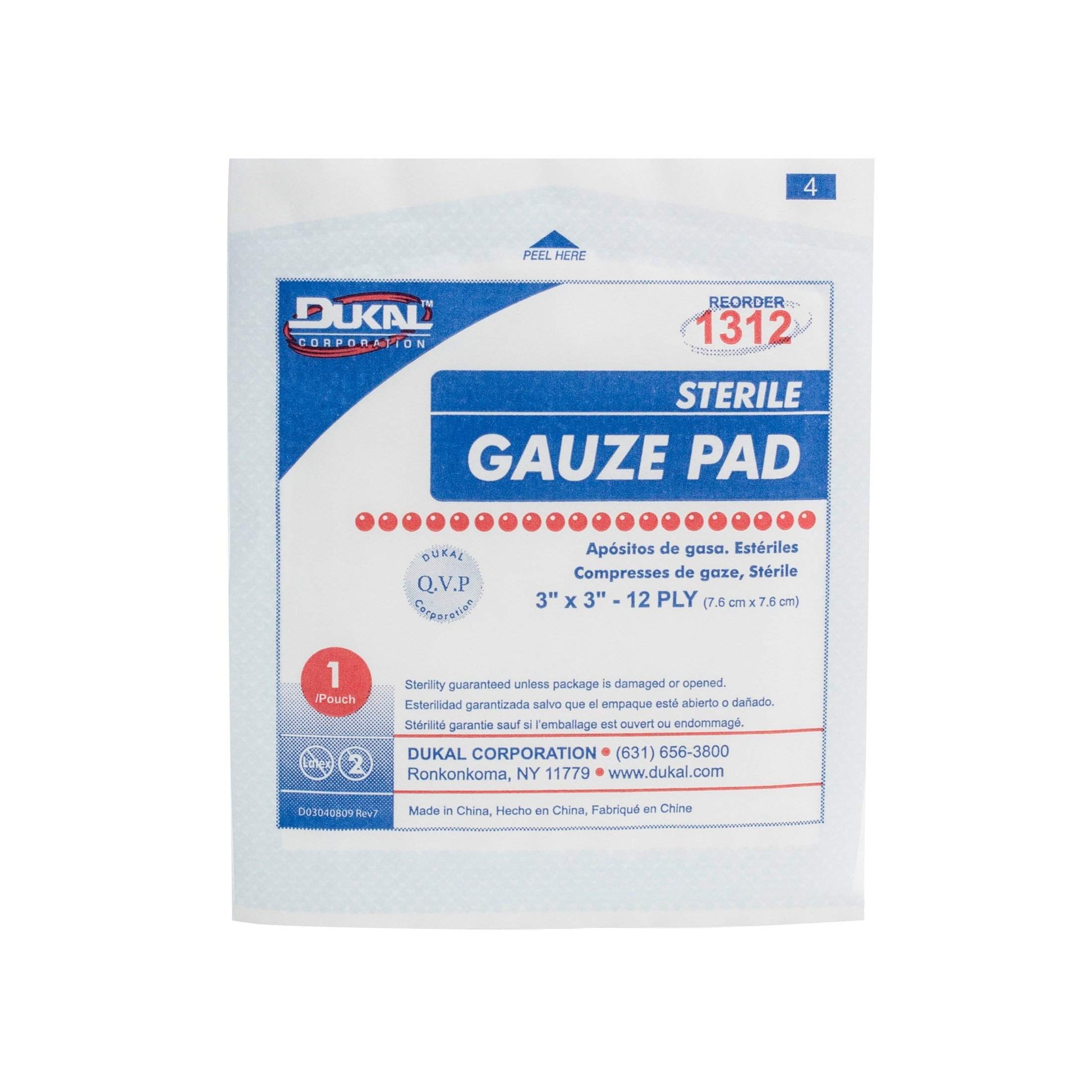 GAUZE SPONGE 3X3 12 PLY NS 100CT DUKAL