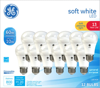GE 10W A19 LED Daylight General Purpose Dimmable Light Bulb (4-Pack)
