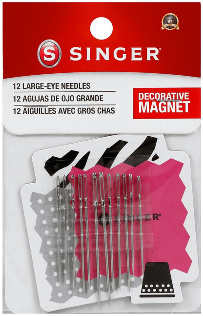 SINGER Large Eye Hande Needles on Collectible Magnet, 12 Count, Sizes 16-22