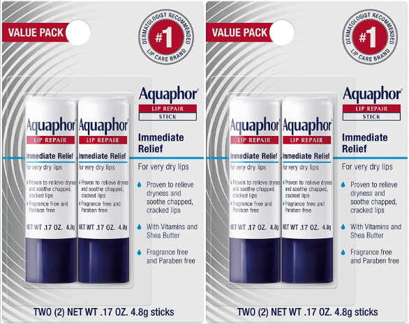 Aquaphor Lip Repair Stick Moisturizing Lip Balm, 2 count