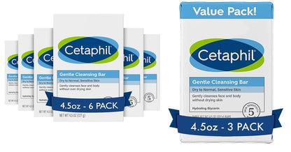 Cetaphil Gentle Cleansing Bar 3 Pack 4.5oz Value Pack