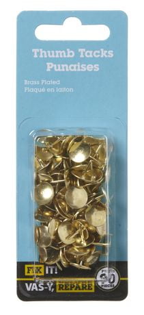 CLi Brass Plated Thumb Tacks, 100 count