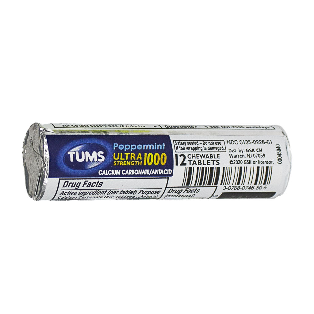 TUMS REGULAR TABLET PEPP 3ROLL 12X3X12CT