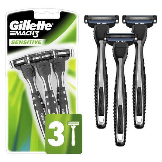 Gillette Mens Mach 3 Razor Disposable Sensitive 3 Count