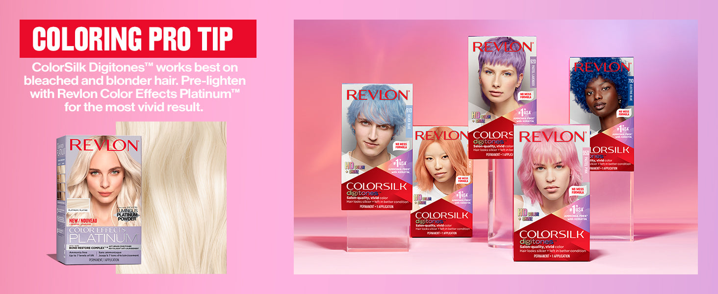 REVLON ColorSilk Digitones Permanent Hair Color with Keratin - 95D Pastel Pink