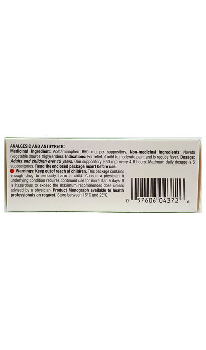 ACETAMIN 650MG SUPPOSITORY 12CT PER UD