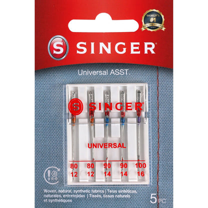 SINGER Regular Point Machine Needles, 5 Count, Sizes 80 (2), 90 (2), 100 (1)