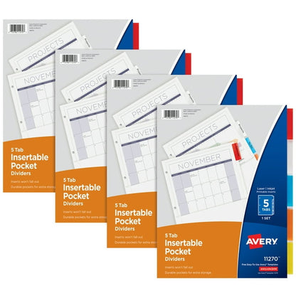 Avery Insertable Pocket Dividers - Assorted, 5 count