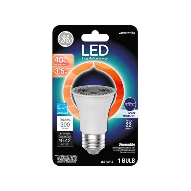 GE Lighting Classic LED 35 Watt Replacement, Warm White, PAR16 Indoor Floodlight Bulb, 1 Pack