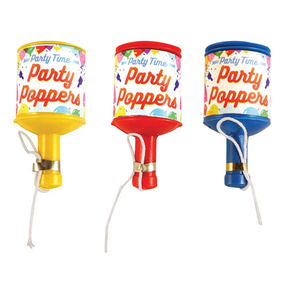 JA-RU Party Poppers - Assorted Colors, 12 Pack