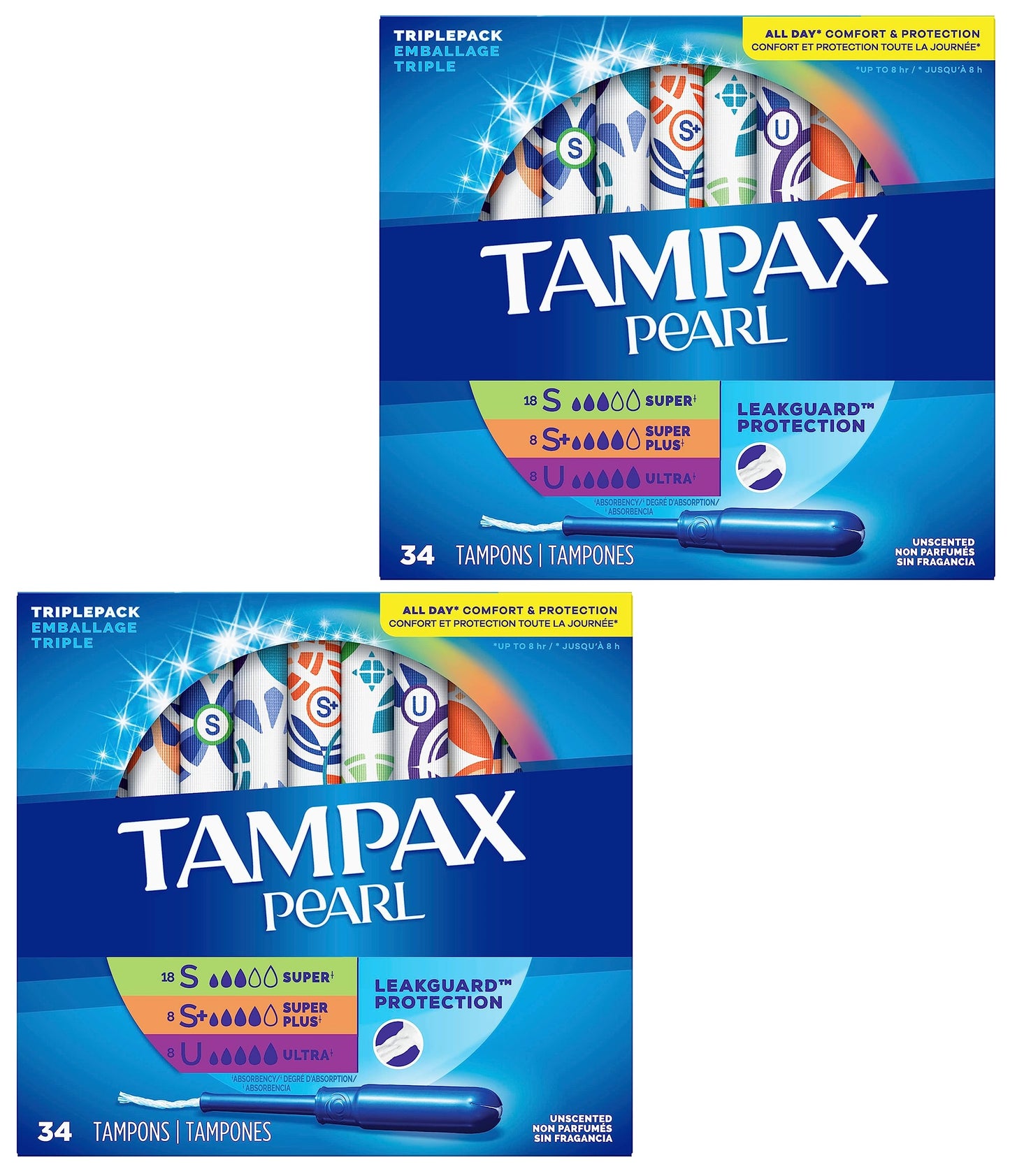 Tampax Tampons Pearl Duo Pack 34 Ct Unscentd 17 Reg+17 Super